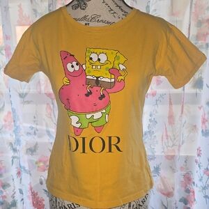 Yellow Graphic T-Shirt with SpongeBob and Patrick